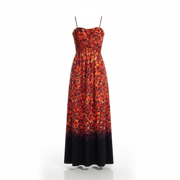 NWT Jessica Simpson Floral Fall Maxi Dress Red Black 6 Designer Statement - Picture 12 of 12